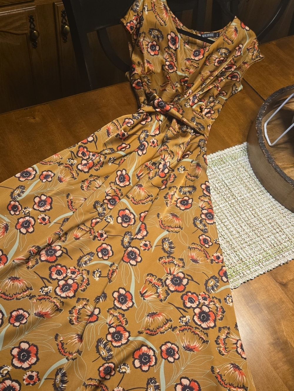 MIkarose Floral Copper Wrap Dress